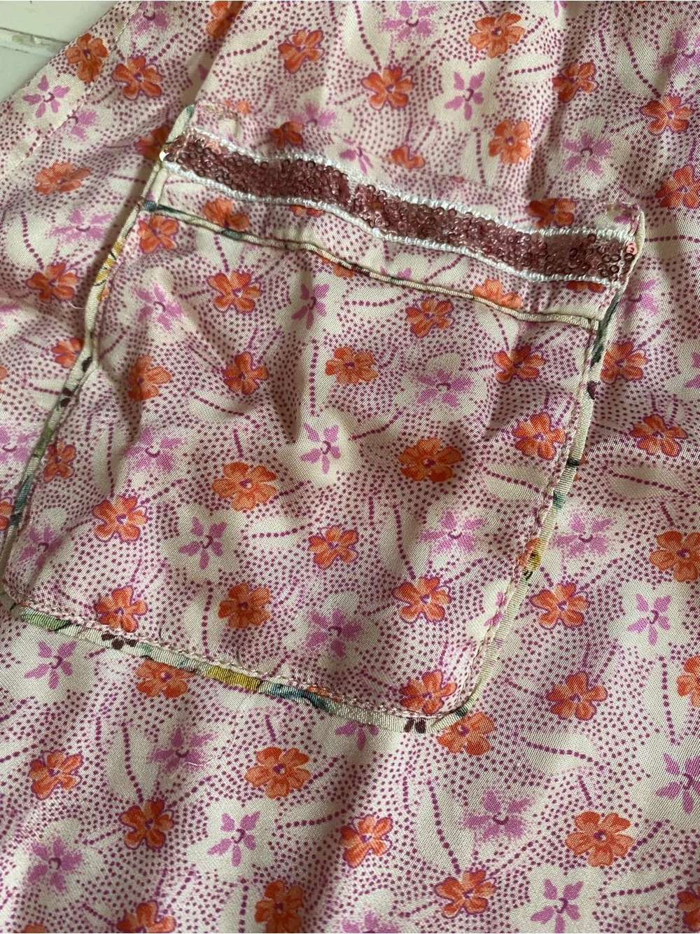 Zara Pink & Orange Floral Print Shorts Trim Lace & Sequin Detail NWT Size 11/12